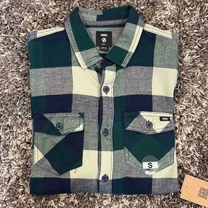 New VANS Slim Fit Long Sleeve Box Flannel Button Down Shirt